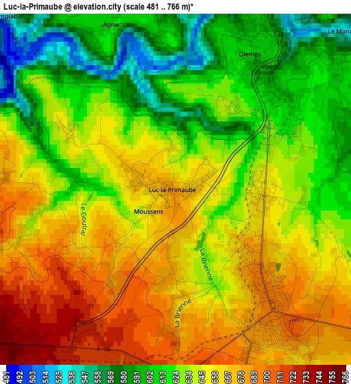 Luc-la-Primaube elevation map