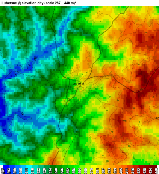 Lubersac elevation map