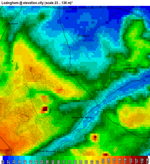 Lozinghem elevation map