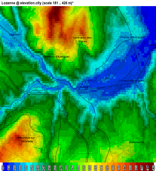 Lozanne elevation map