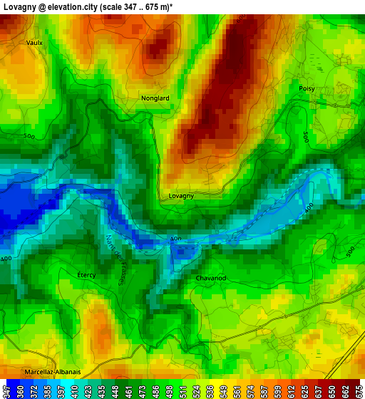 Lovagny elevation map