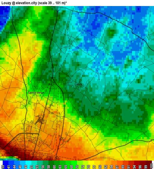 Louzy elevation map