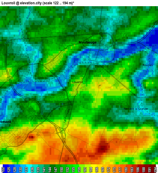 Louvroil elevation map