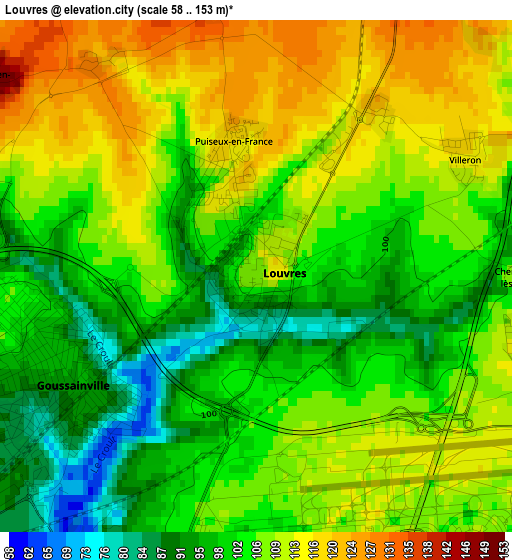 Louvres elevation map