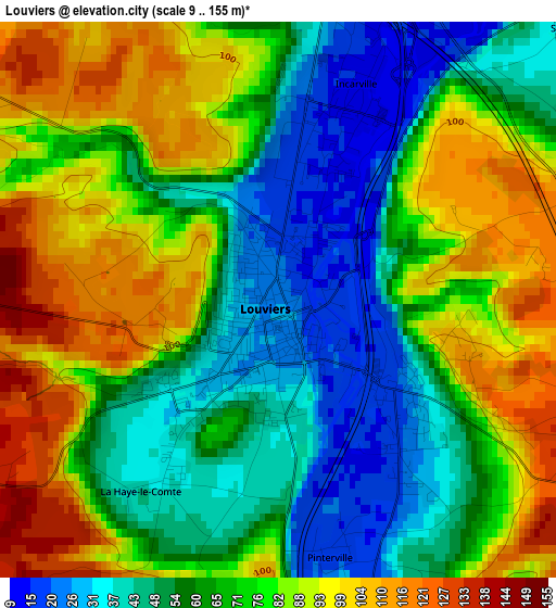 Louviers elevation map