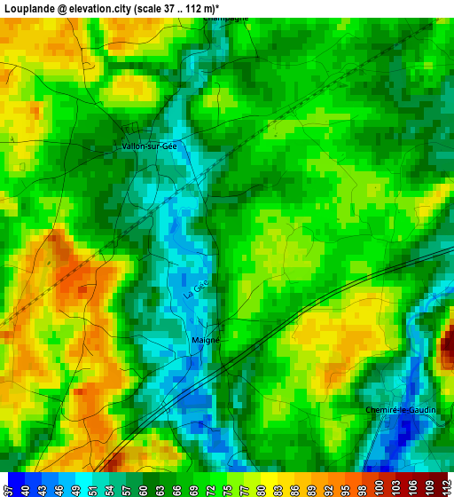 Louplande elevation map