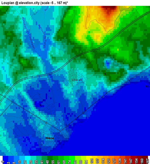 Loupian elevation map