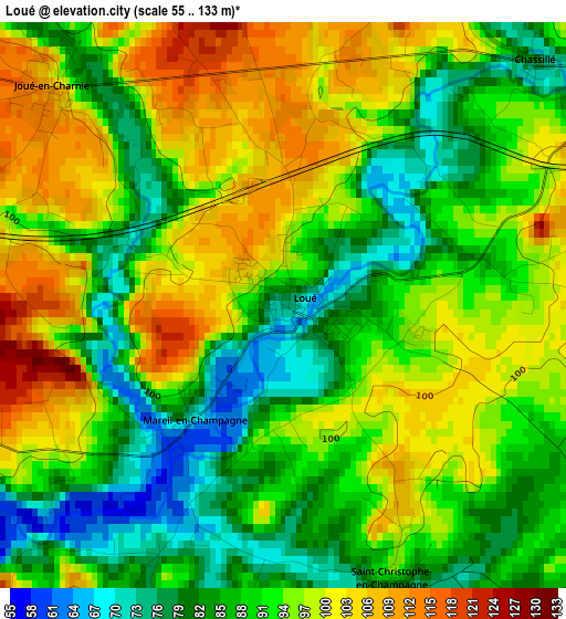 Loué elevation map