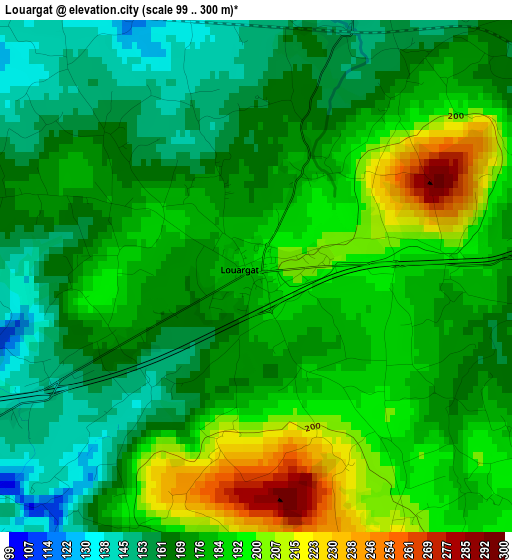 Louargat elevation map