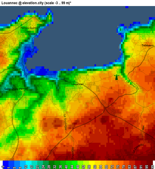 Louannec elevation map