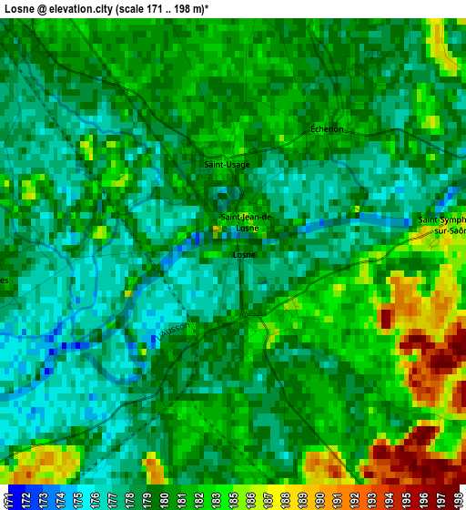 Losne elevation map