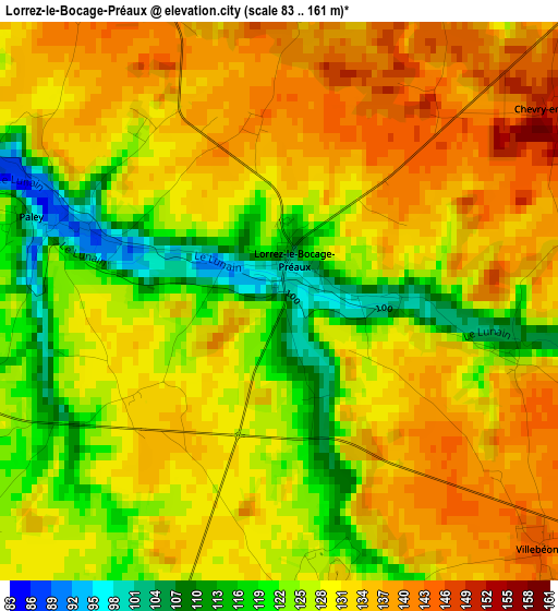 Lorrez-le-Bocage-Préaux elevation map