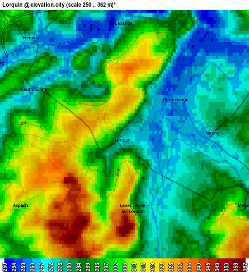 Lorquin elevation map