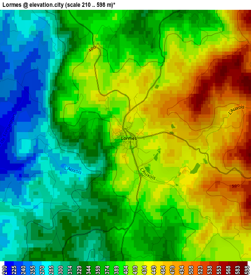 Lormes elevation map