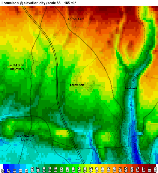 Lormaison elevation map