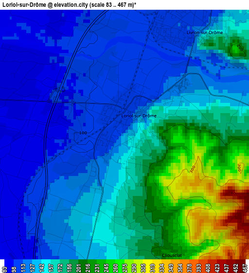 Loriol-sur-Drôme elevation map