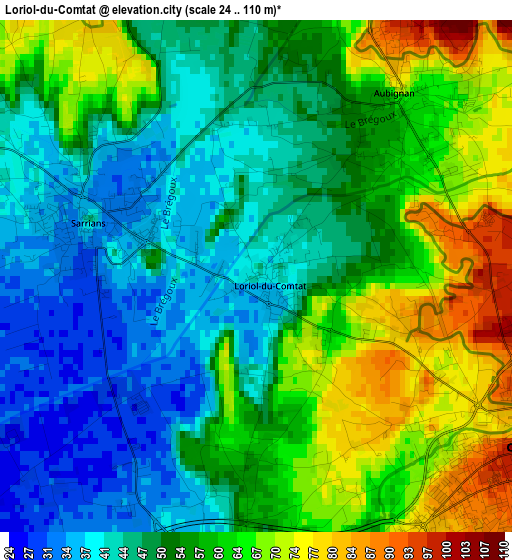 Loriol-du-Comtat elevation map