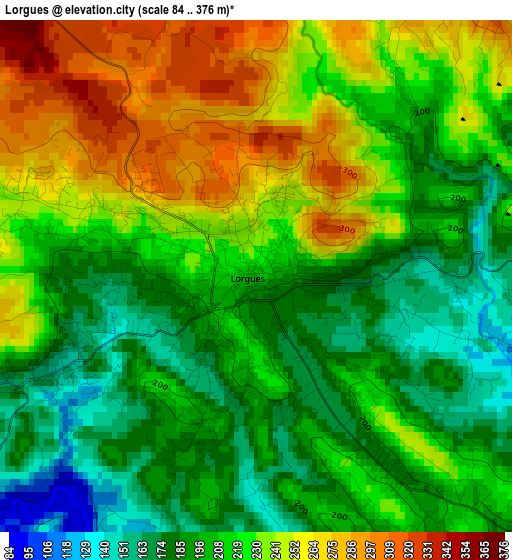 Lorgues elevation map