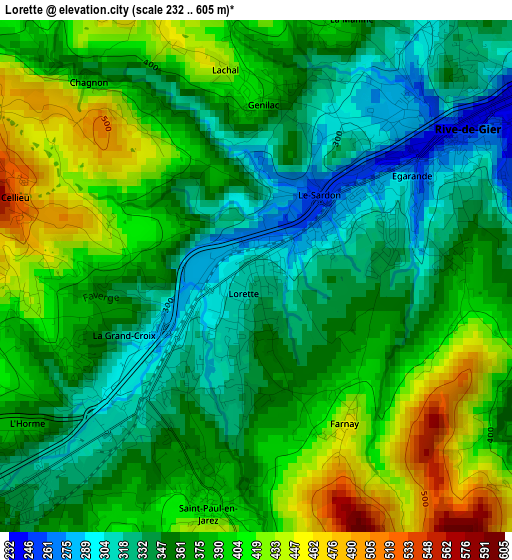 Lorette elevation map