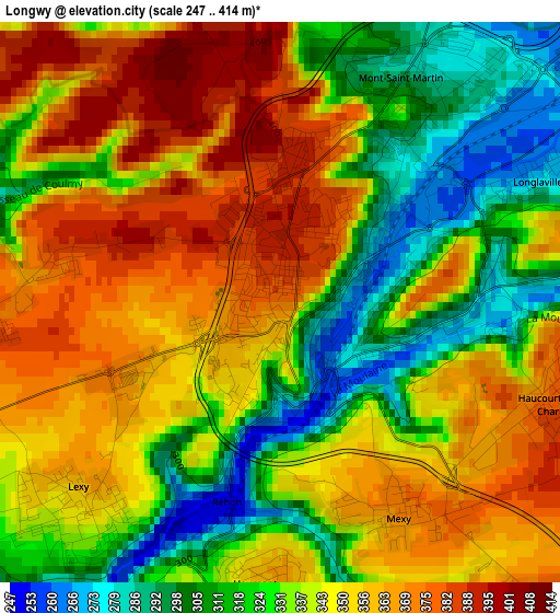 Longwy elevation map