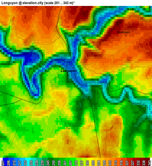 Longuyon elevation map