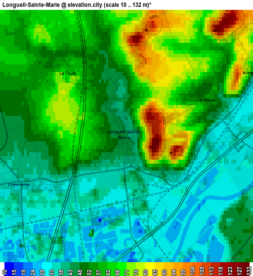 Longueil-Sainte-Marie elevation map