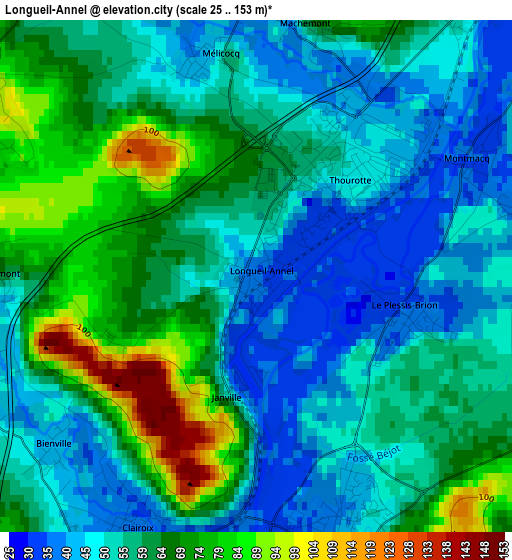 Longueil-Annel elevation map