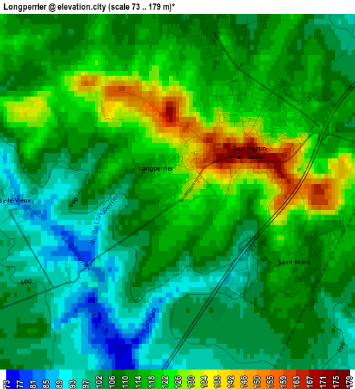 Longperrier elevation map