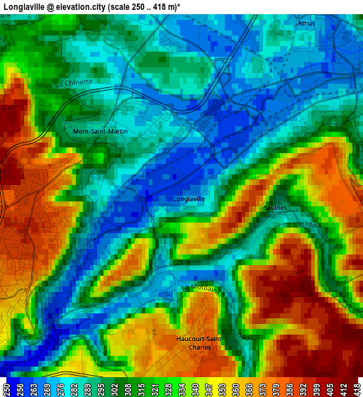 Longlaville elevation map