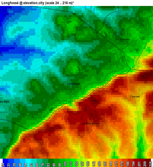 Longfossé elevation map