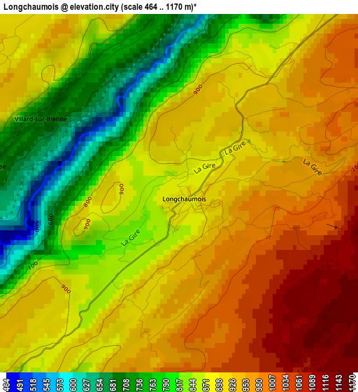 Longchaumois elevation map