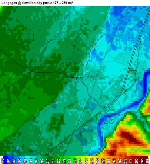 Longages elevation map