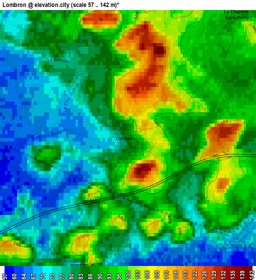 Lombron elevation map