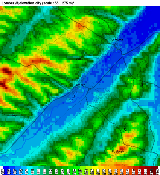 Lombez elevation map