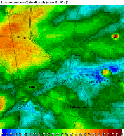 Loison-sous-Lens elevation map