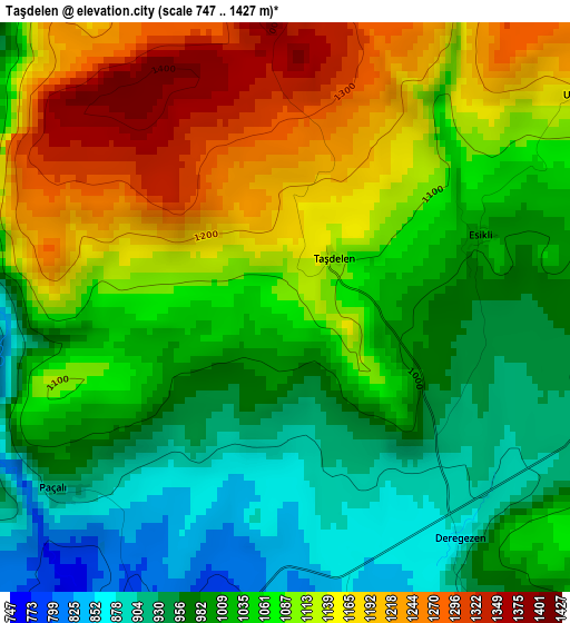 Taşdelen elevation map