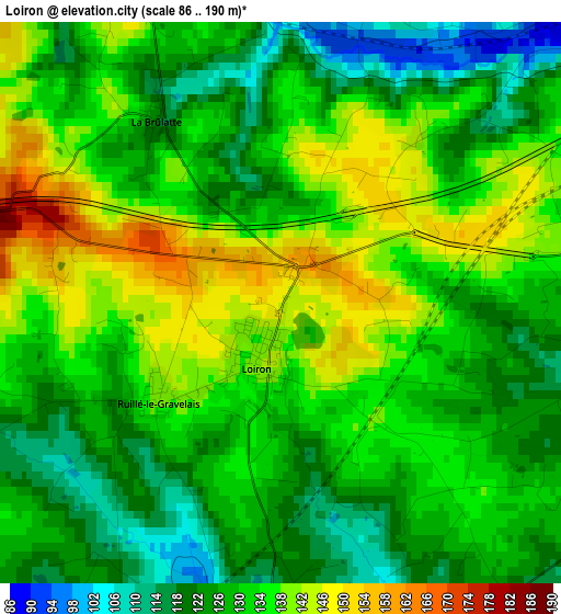 Loiron elevation map