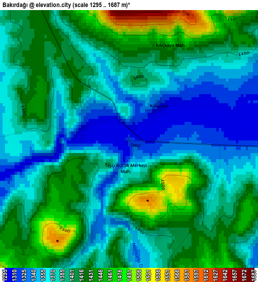 Bakırdağı elevation map