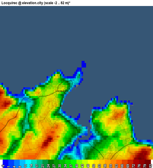 Locquirec elevation map