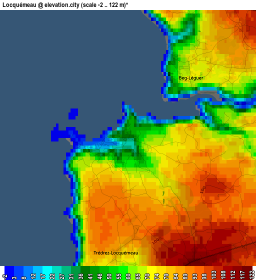 Locquémeau elevation map