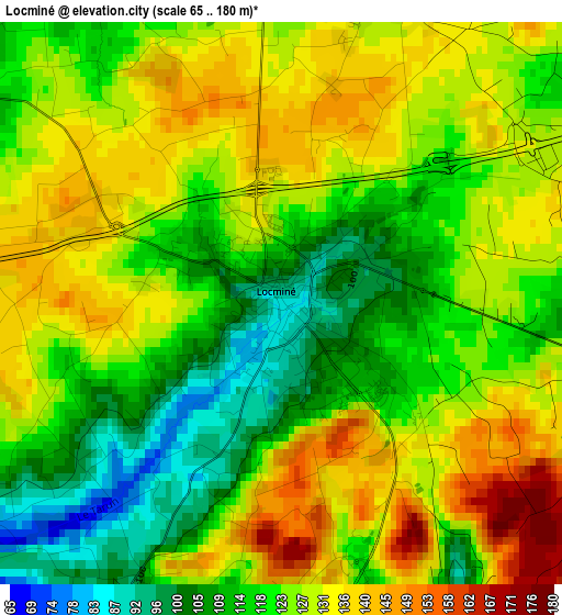 Locminé elevation map