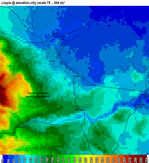 Llupia elevation map