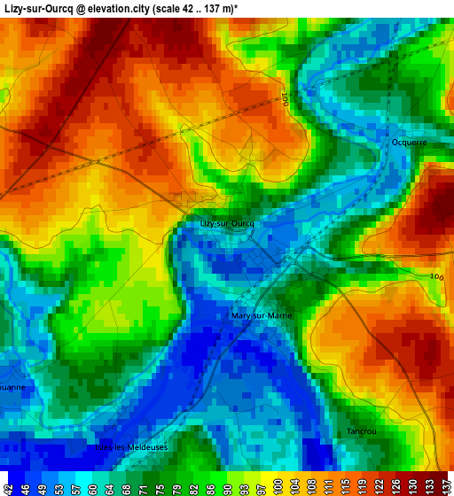 Lizy-sur-Ourcq elevation map