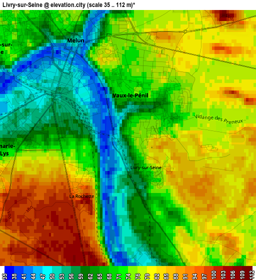 Livry-sur-Seine elevation map