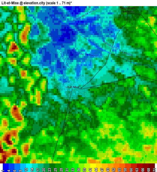 Lit-et-Mixe elevation map