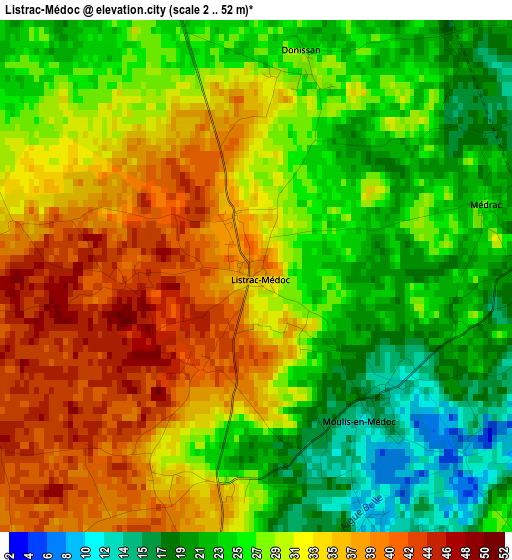 Listrac-Médoc elevation map