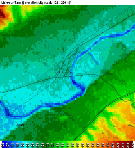 Lisle-sur-Tarn elevation map