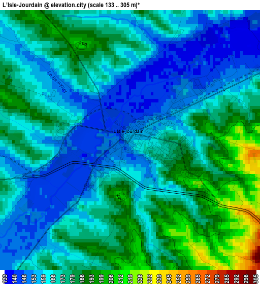 L’Isle-Jourdain elevation map