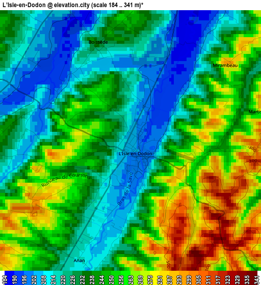 L’Isle-en-Dodon elevation map