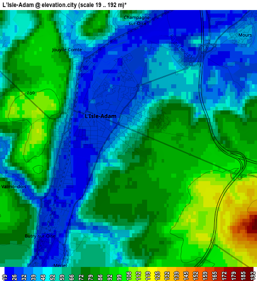 L’Isle-Adam elevation map